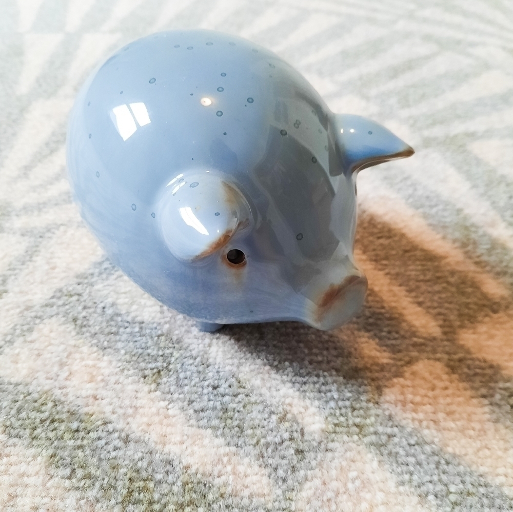 Blue Spotted Ceramic Piggy